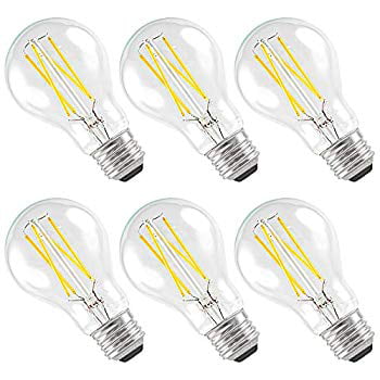 Great for Any Indoor/Outdoor Use Warm White 2700K E26 LED Bulb Dimmable UL Listed 7W Bulb to Replace 60W Incandesent Bulb 6-Pack Luxrite LED Filament Bulb A19 Damp Rated 800 Lumens 